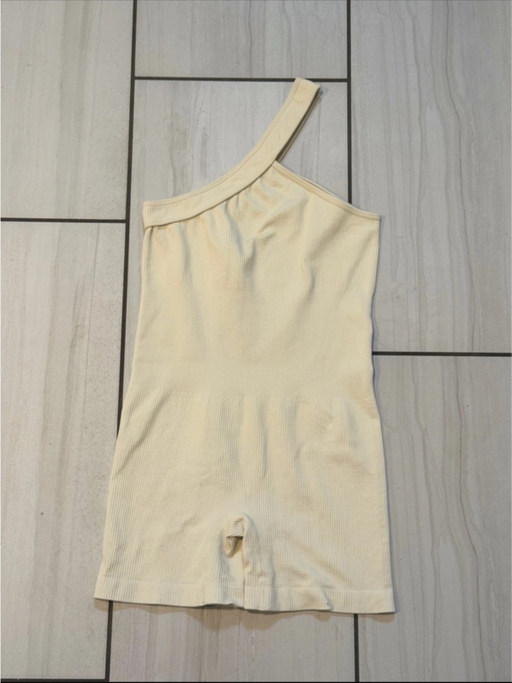 One-Shoulder Cream Romper